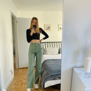 Zara Light Green Straight Leg Pants